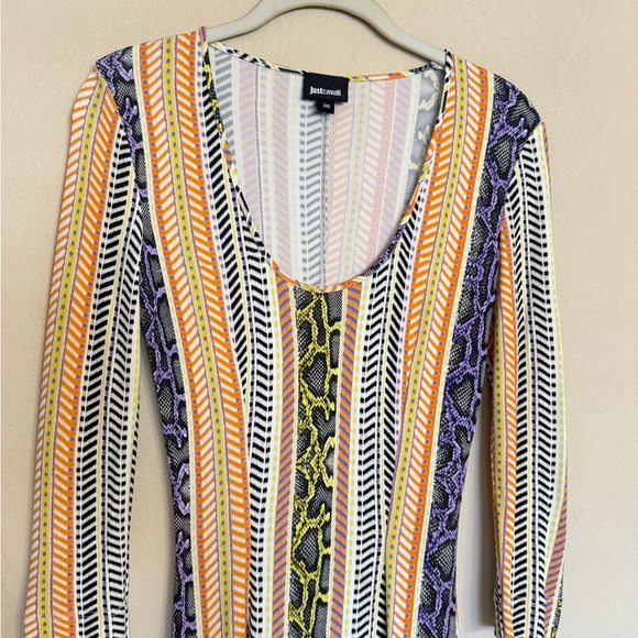 Just Cavalli Made in Italy Dress Multi Color Snakeskin Print Size 36 (US XS / 2) - Picture 4 of 16